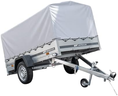 UNITRAILER Pkw-Anhänger 230 x 125 cm Gartenanhänger 230 kippbar Unitrailer 750 kg mit Stützrad, Plane und hohen Bordwänden