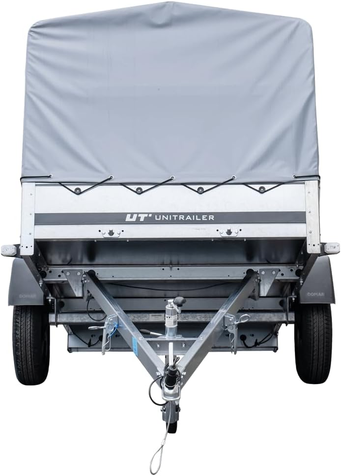UNITRAILER Pkw-Anhänger 230 x 125 cm Gartenanhänger 230 kippbar Unitrailer 750 kg mit Stützrad, Plane und hohen Bordwänden