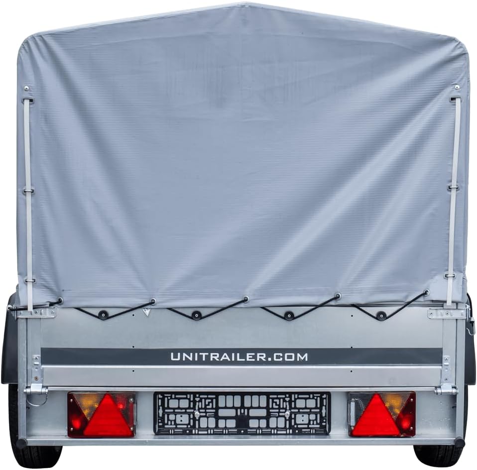 UNITRAILER Pkw-Anhänger 230 x 125 cm Gartenanhänger 230 kippbar Unitrailer 750 kg mit Stützrad, Plane und hohen Bordwänden