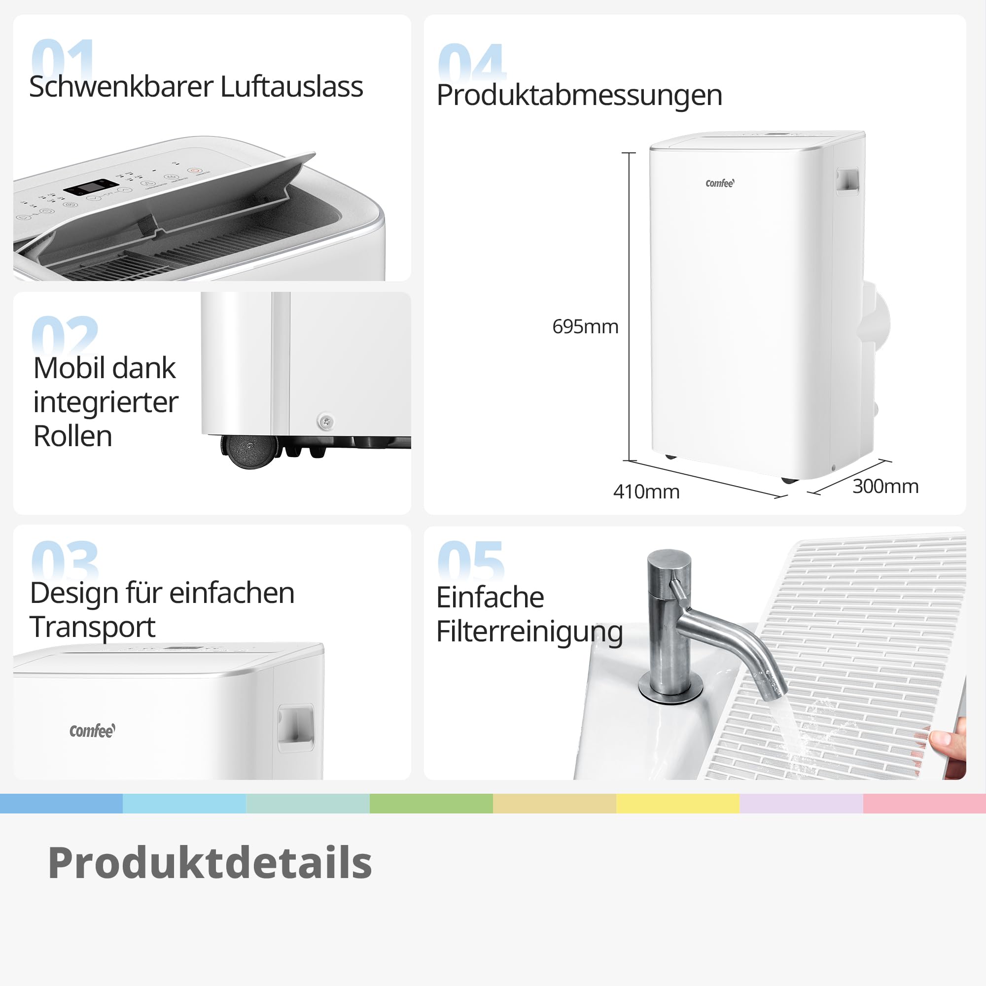 Comfee Mobiles Klimagerät Breezy Cool Pro 2.6, 9000 BTU, 2,6kW