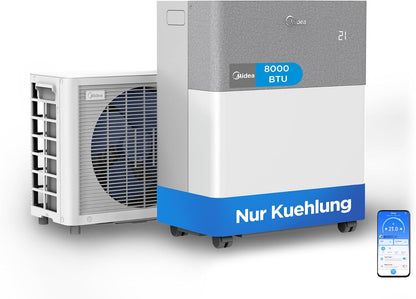 Midea Portasplit Cool Mobiles Klimagerät, nur Kühlen, A++, 8000 BTU 2,3 kW