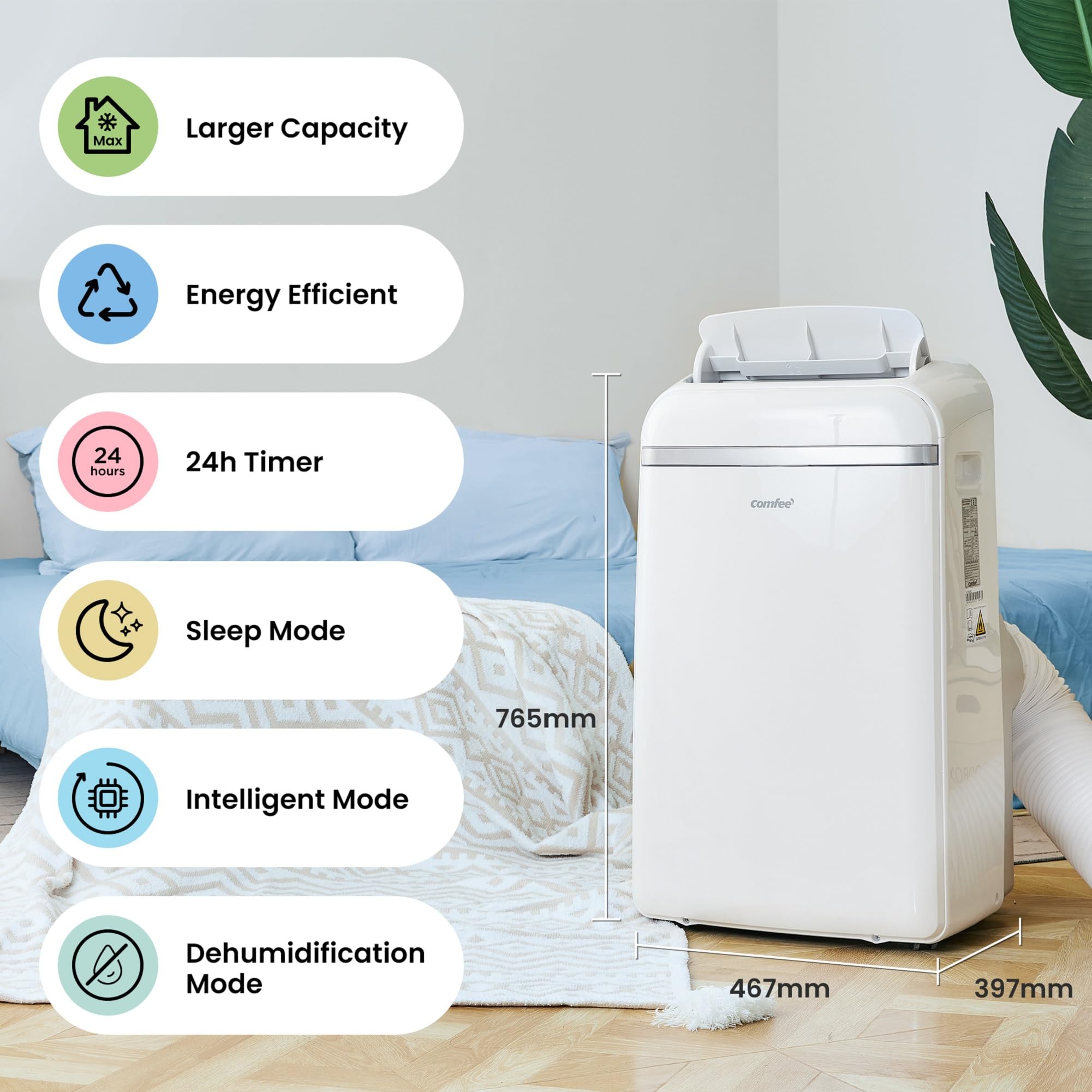 Comfee Mobiles Klimagerät Breezy Cool Pro 2.6, 9000 BTU, 2,6kW