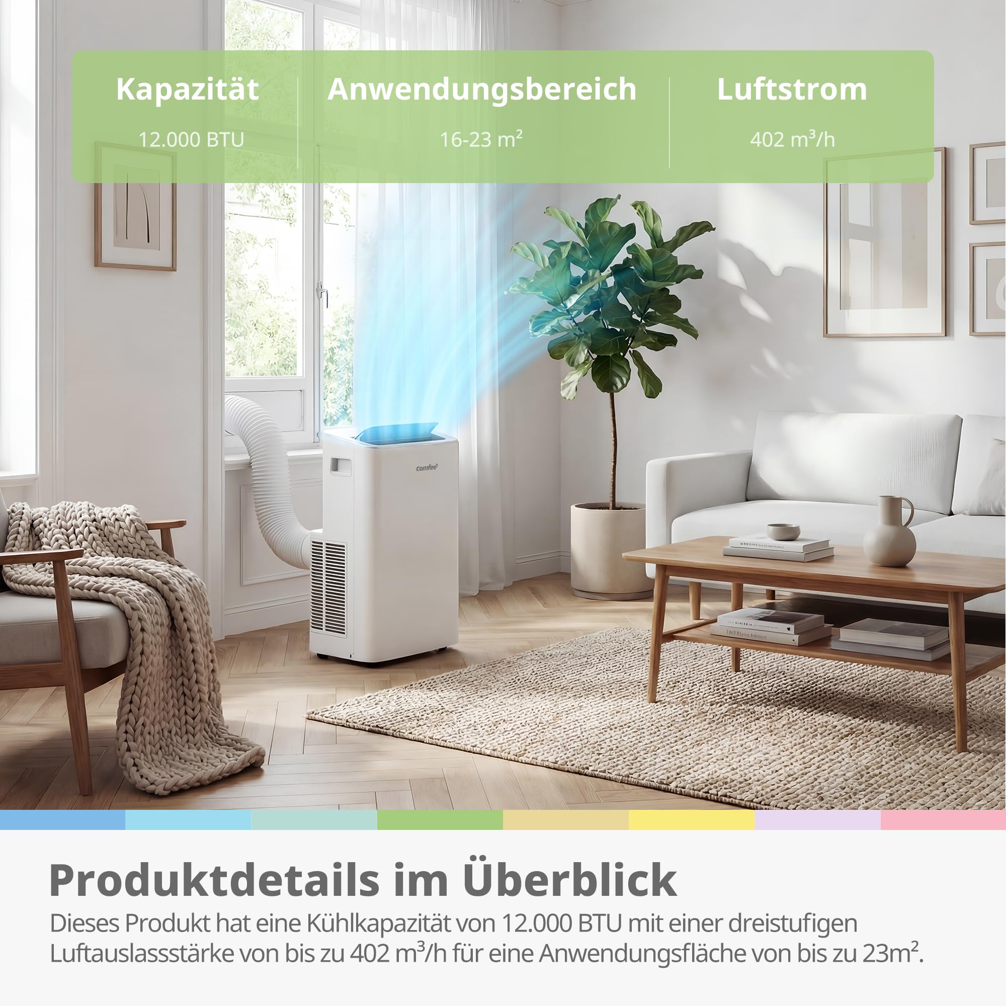 Comfee Mobiles Klimagerät Breezy Cool Pro 2.6, 9000 BTU, 2,6kW