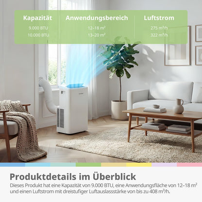 Comfee Mobiles Klimagerät Breezy Cool Pro 2.6, 9000 BTU, 2,6kW