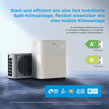 Midea PortaSplit-E Mobiles Klimagerät, Kühlen A++/Heizen A+